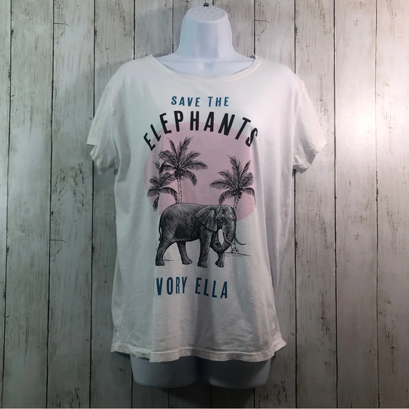 Ivory Ella Tropical Save The Elephants T-Shirt Small - Picture 1 of 5
